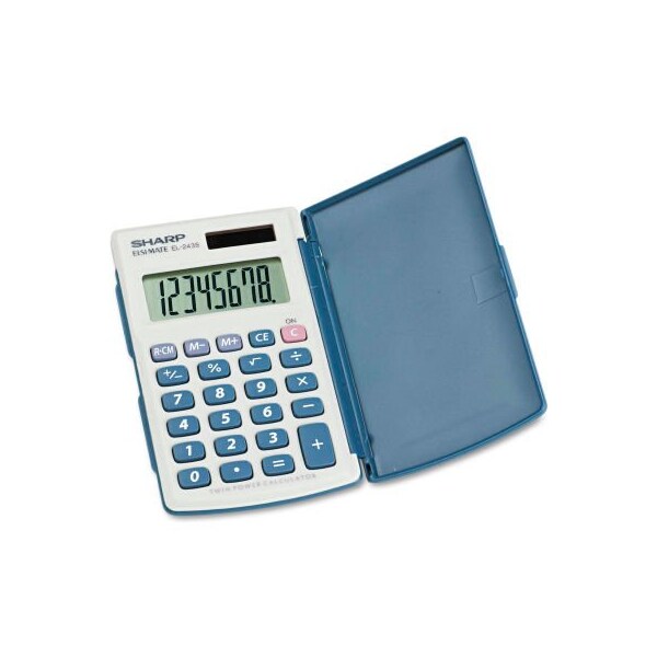 Sharp Sharp 8-Digit Calculator, EL243SB, W/Cover, 2-1/2" X 4-1/2" X 1/2", White EL243SB - main